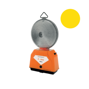 Keltainen varoitusvilkku työmaiden sulkuaitoihin