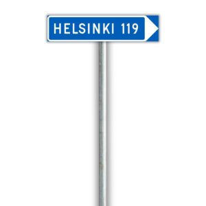 F13 Tienviitta liikennemerkki Helsinki 119 km