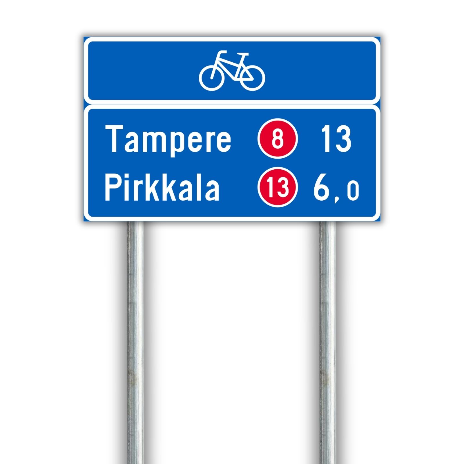 F22 Pyöräilyn etäisyystaulu Tampere 13 km Pirkkala 6,0 km