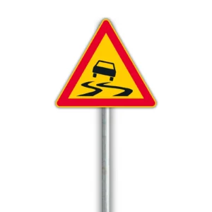 A13 Liukas ajorata – varoitusmerkki