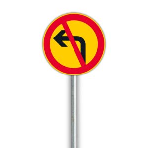 C18 Vasemmalle kääntyminen kielletty liikennemerkki vuokraus