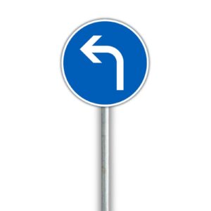D1.5 Pakollinen ajosuunta vasemmalle – liikennemerkki