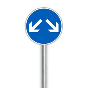 D3.3 Liikenteenjakaja liikennemerkki molemminpuolinen kierto